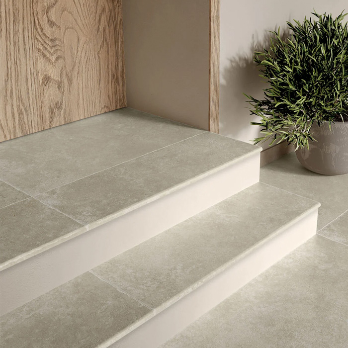 Montpellier stone white antiqued porcelain floor tiles